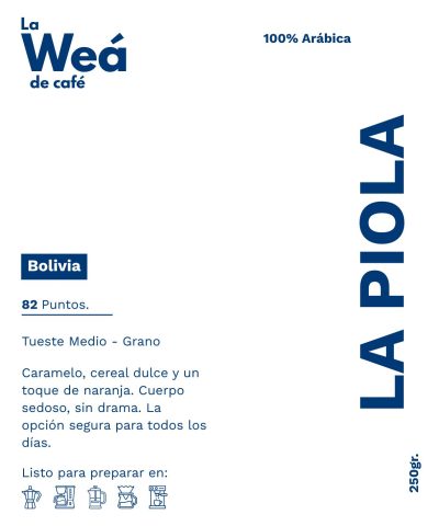 Etiqueta de la bolsa de La Piola
