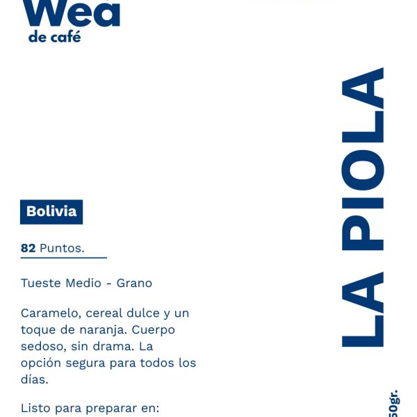 Etiqueta de la bolsa de La Piola
