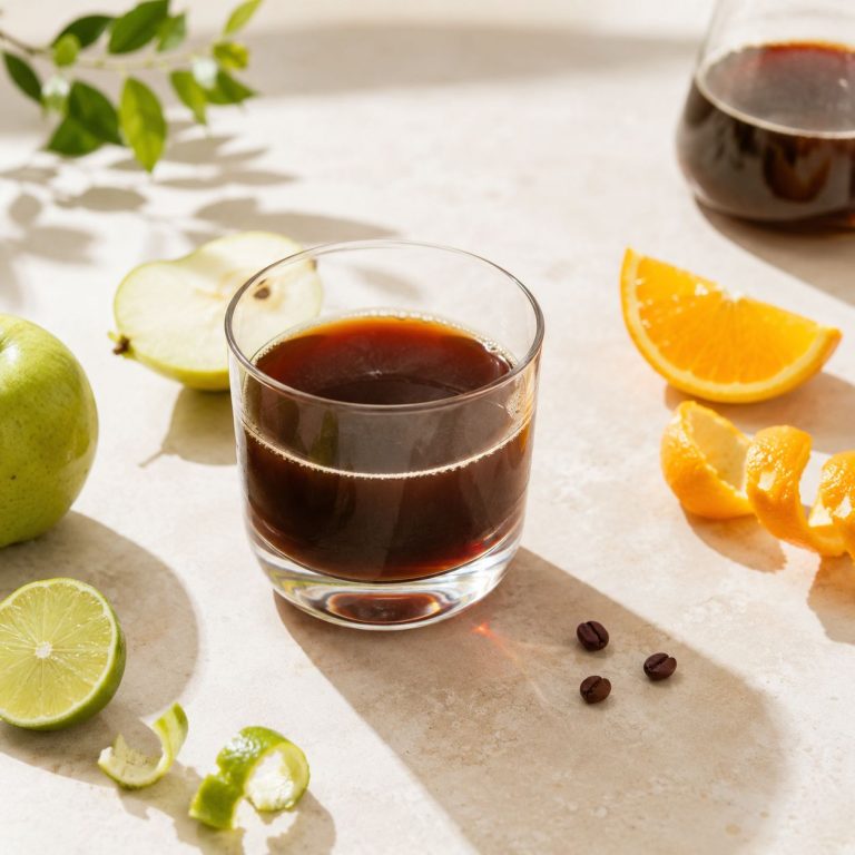Acidez en el café: taza de café con cítricos y frutas