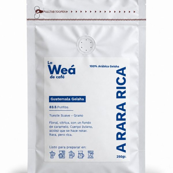 Bolsa de café de especialidad Guatemala Geisha La Rara Rica, 250gr - La Weá de Café
